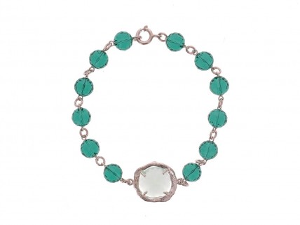 Pulseira em PRATA 835 - Pedras verdes-água