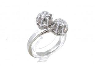 Anel em OURO Branco 18K - 2 DIAMANTES