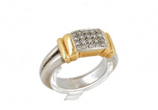 Anel em OURO Bicolor 19,2K - 20 DIAMANTES