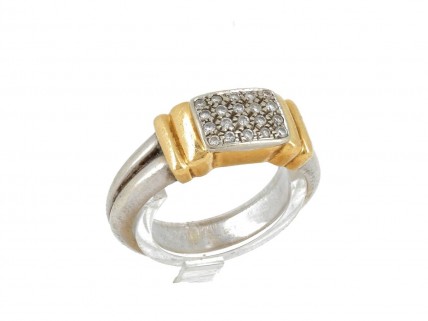 Anel em OURO Bicolor 19,2K - 20 DIAMANTES