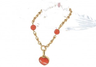 Pulseira ANTIGA em OURO 19,2k - CORAL