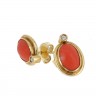 Brincos em OURO 19,2k - 2 DIAMANTES e CORAL