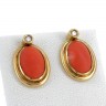 Brincos em OURO 19,2k - 2 DIAMANTES e CORAL