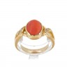 Anel em OURO 19,2k - 4 DIAMANTES e CORAL