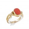 Anel em OURO 19,2k - 4 DIAMANTES e CORAL