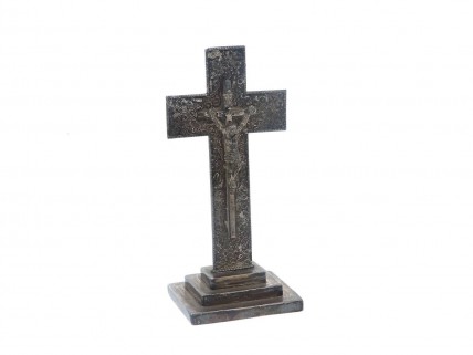 Estatueta decorativa de Cruz de Cristo em PRATA escurecida 835