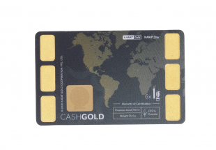 Cartão CashGold com 6 Lingotes de 1gr em OURO Fino 999,9