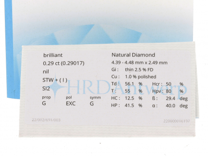 DIAMANTE NATURAL, 0,29CT, I / SI2