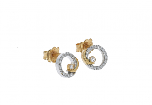 Par de brincos em OURO 14k - 34 DIAMANTES