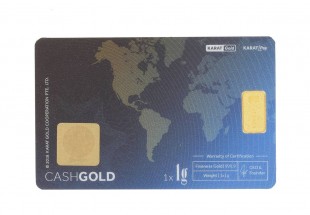 Cartão CashGold com Lingote em OURO Fino 999,9 de 1g