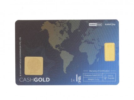 Cartão CashGold com Lingote em OURO Fino 999,9 de 1g