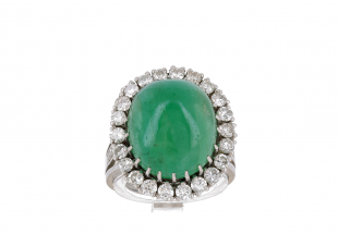 Anel em OURO 19,2K - JADEITE e 22 DIAMANTES