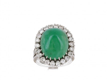 Anel em OURO 19,2K - JADEITE e 22 DIAMANTES