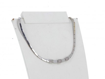 Gargantilha OURO branco de 19,2K - 39 DIAMANTES