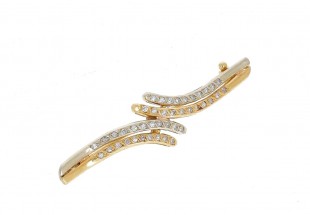 Alfinete em OURO Bicolor 19,2K - 42 DIAMANTES