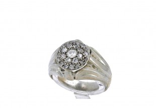 L772-002 Anel em OURO Branco 19,2K - 25 DIAMANTES