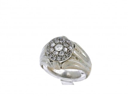 L772-002 Anel em OURO Branco 19,2K - 25 DIAMANTES