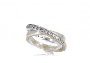 L772-004 Anel em OURO 14K - 13 DIAMANTES