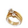 L777-016 Anel ANTIGO em OURO 19,2K - 3 DIAMANTES