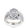 [FOTO 360°] L778-009 Anel ANTIGO em OURO Branco 19,2K - 9 DIAMANTES