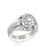 [FOTO 360°] L778-009 Anel ANTIGO em OURO Branco 19,2K - 9 DIAMANTES