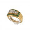 L776-006 Anel em OURO 18K - 12 DIAMANTES e 17 ESMERALDAS