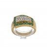 L776-006 Anel em OURO 18K - 12 DIAMANTES e 17 ESMERALDAS