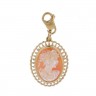 L776-018 Pingente Camafeu em OURO 18K - CORAL