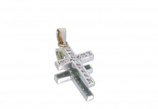 Cruz ANTIGA em OURO 18K - 14 DIAMANTES