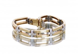 [FOTO 360°] Bracelete em OURO 18K - 9 DIAMANTES