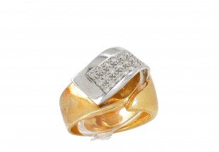 Anel bicolor em OURO 19,2K - 27 DIAMANTES