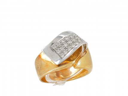 Anel bicolor em OURO 19,2K - 27 DIAMANTES