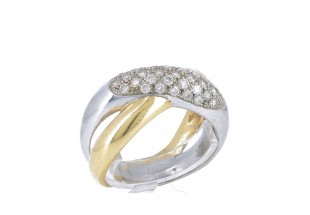 Anel bicolor em OURO 19,2K - 37 DIAMANTES