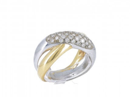 Anel bicolor em OURO 19,2K - 37 DIAMANTES