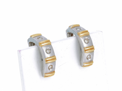 Brincos bicolor em OURO 19,2kl - 6 DIAMANTES