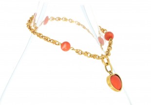 [FOTO 360°] Pulseira ANTIGA em OURO 19,2k - CORAL